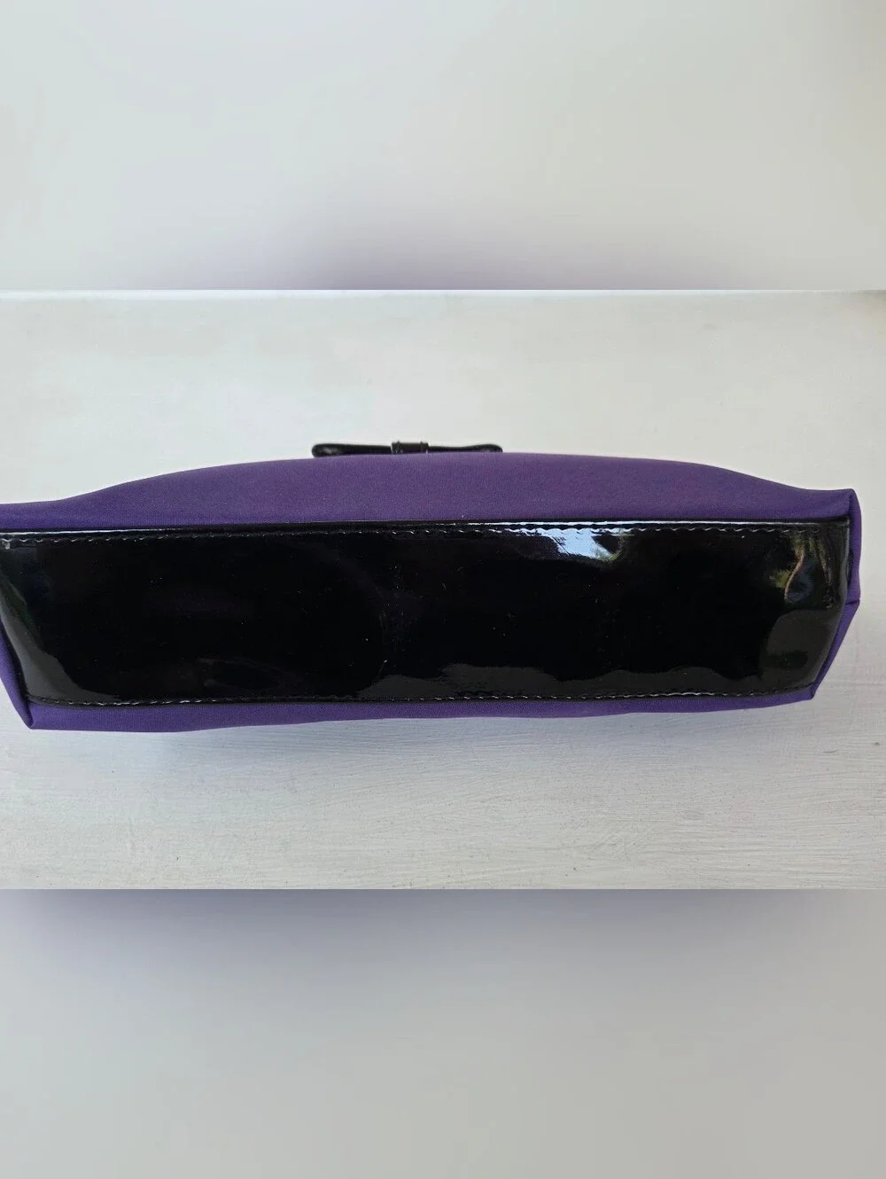 Lancome Purple Cosmetic Pouch with Black Patent Bow Trim